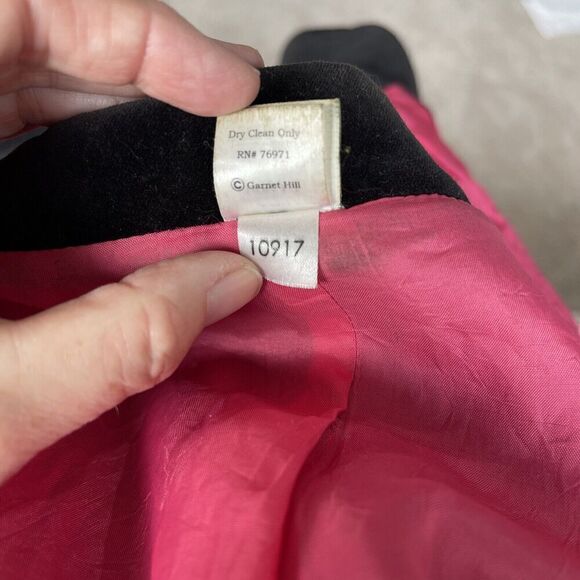 Garnet Hill Velvet Blazer Black Size 8 Stretch Holiday Event 3 Button Pockets - Picture 11 of 15